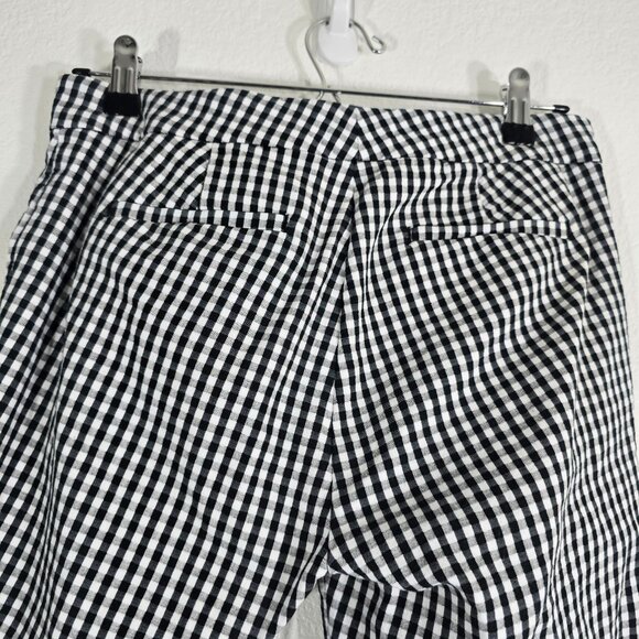 Lauren Ralph Lauren Checkered Pants Women Size 2 Petite Black Cropped Preppy - Picture 7 of 9